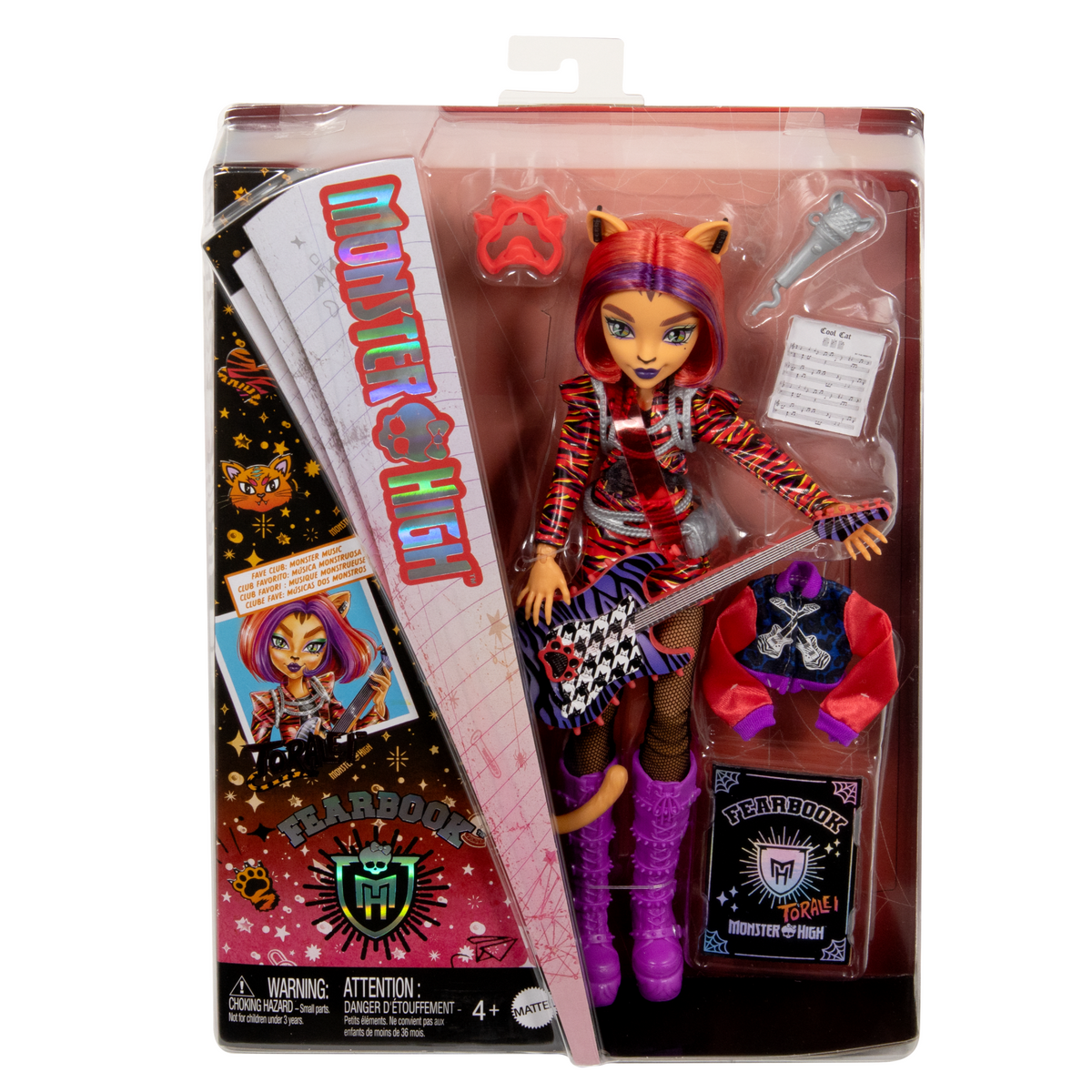 Monster High Fearbook Toralei Fashion Doll With Varsity Jacket, Yearbook, And Music Accessories