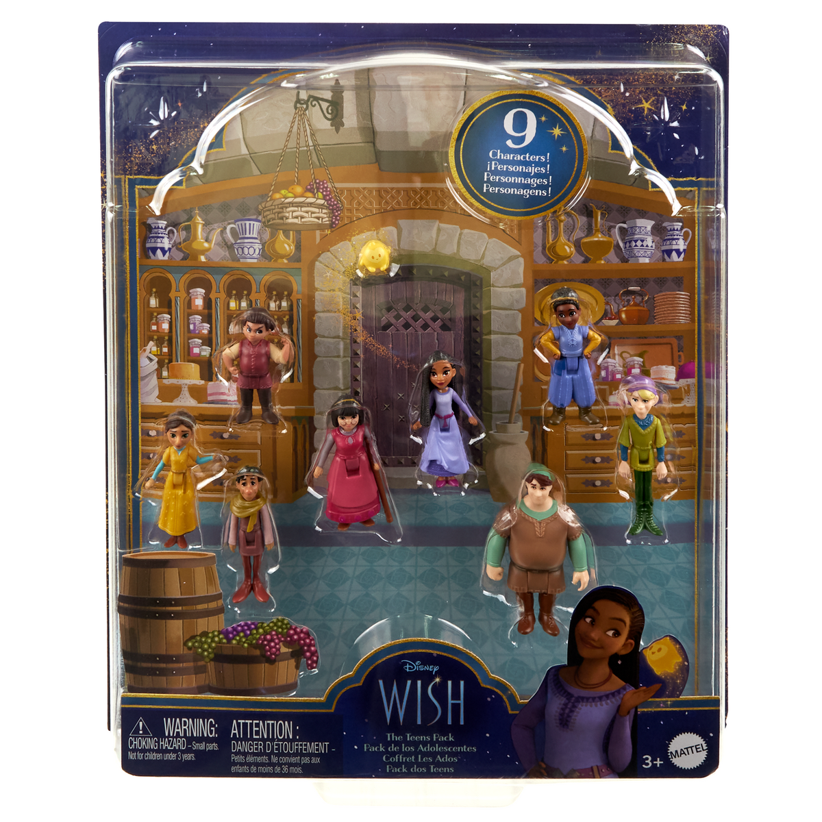 Disney's Wish The Teens Pack Of 8 Posable Mini Dolls & Star Figure