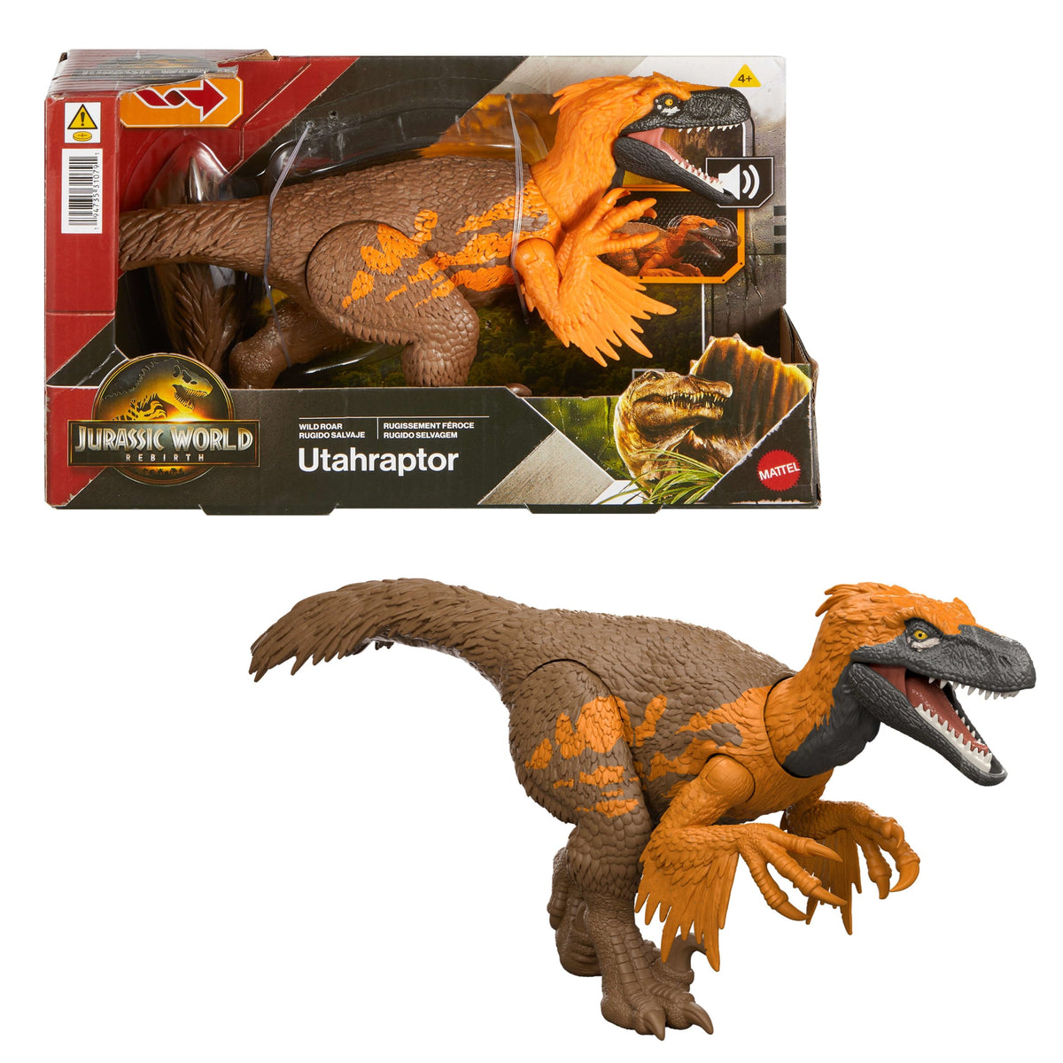 Jurassic World Dinossauro de Brinquedo Rebirth Rugido Selvagem Utahraptor