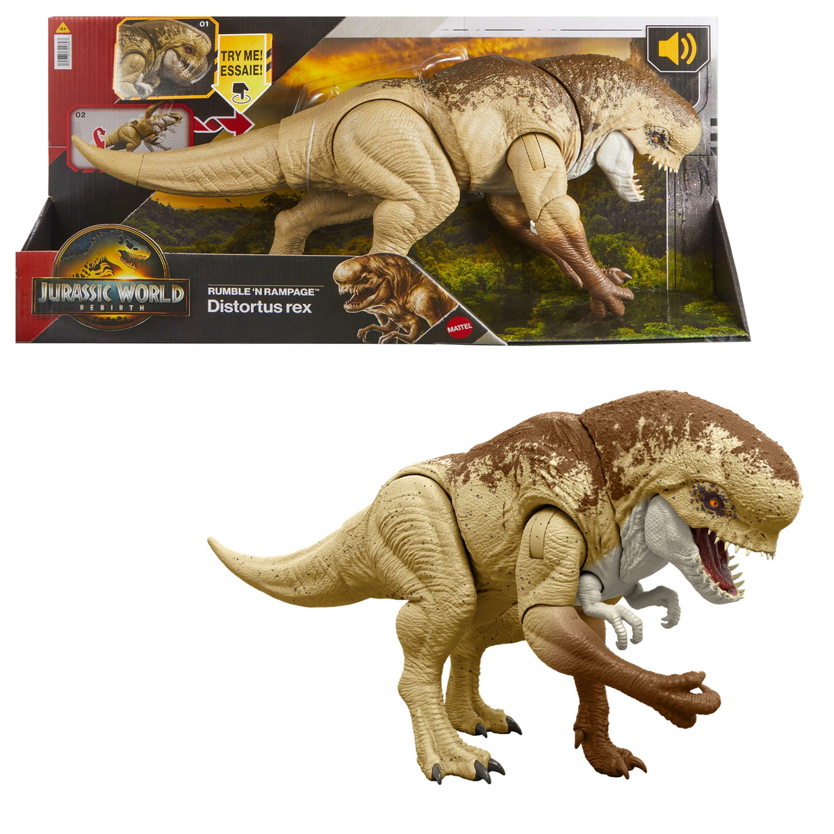 Jurassic World Dinossauro de Brinquedo Rebirth Vilão com Som
