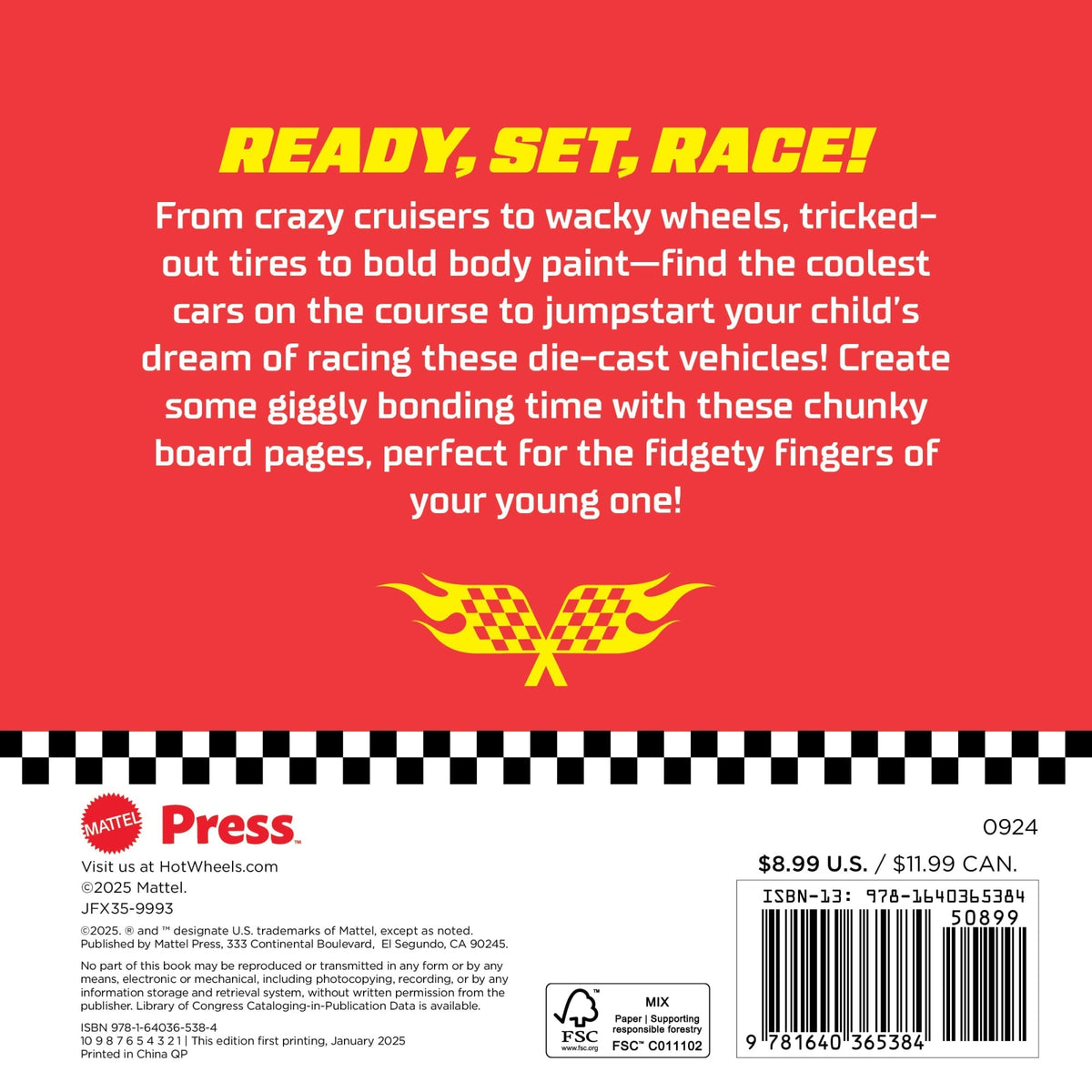 Hot Wheels Ready, Set, Race! Board Book For Babies & Toddlers, 100 Car Illustrations