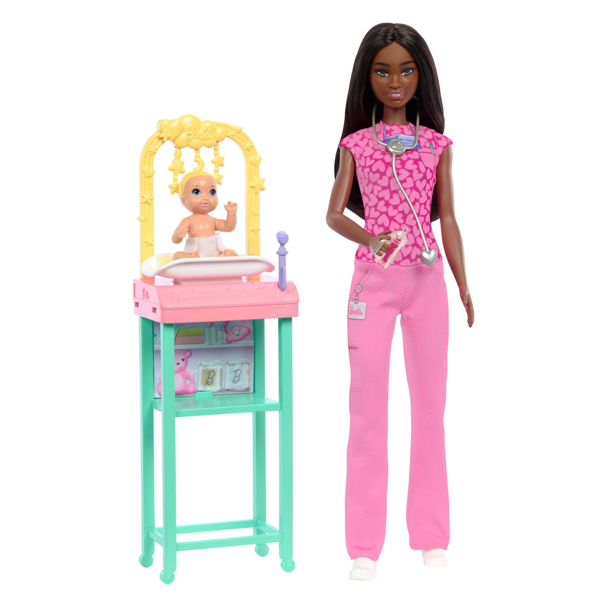 Barbie Baby Doctor Doll With Brunette Fashion Doll, 1 Baby Doll, Furniture & Accessories