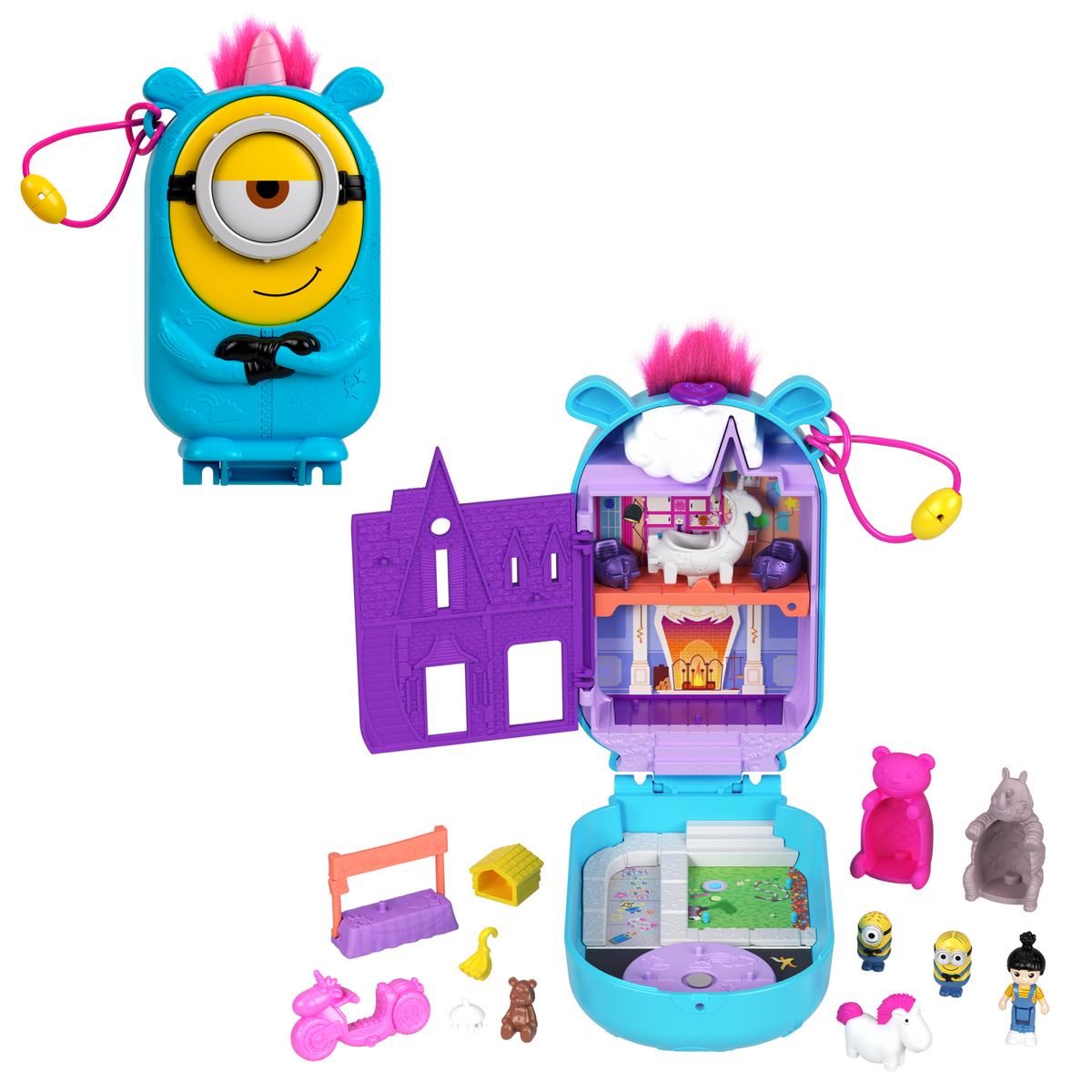 Polly Pocket Coffret de Jeu Les Minions, 1Poupée, 9Acc., 2 Minions