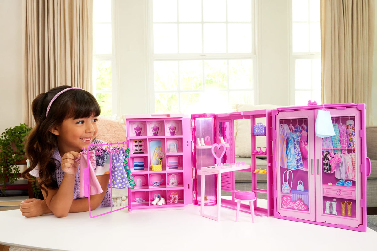 Barbie Dream Closet Toy Playset With Clothes & Accessories, 3-Ft-Wide With 25+ Pieces