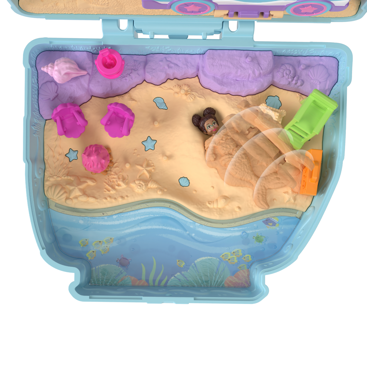 Pollypocket-Chiot à La Plage-Coffret et Figurines, Jouet de Voyage