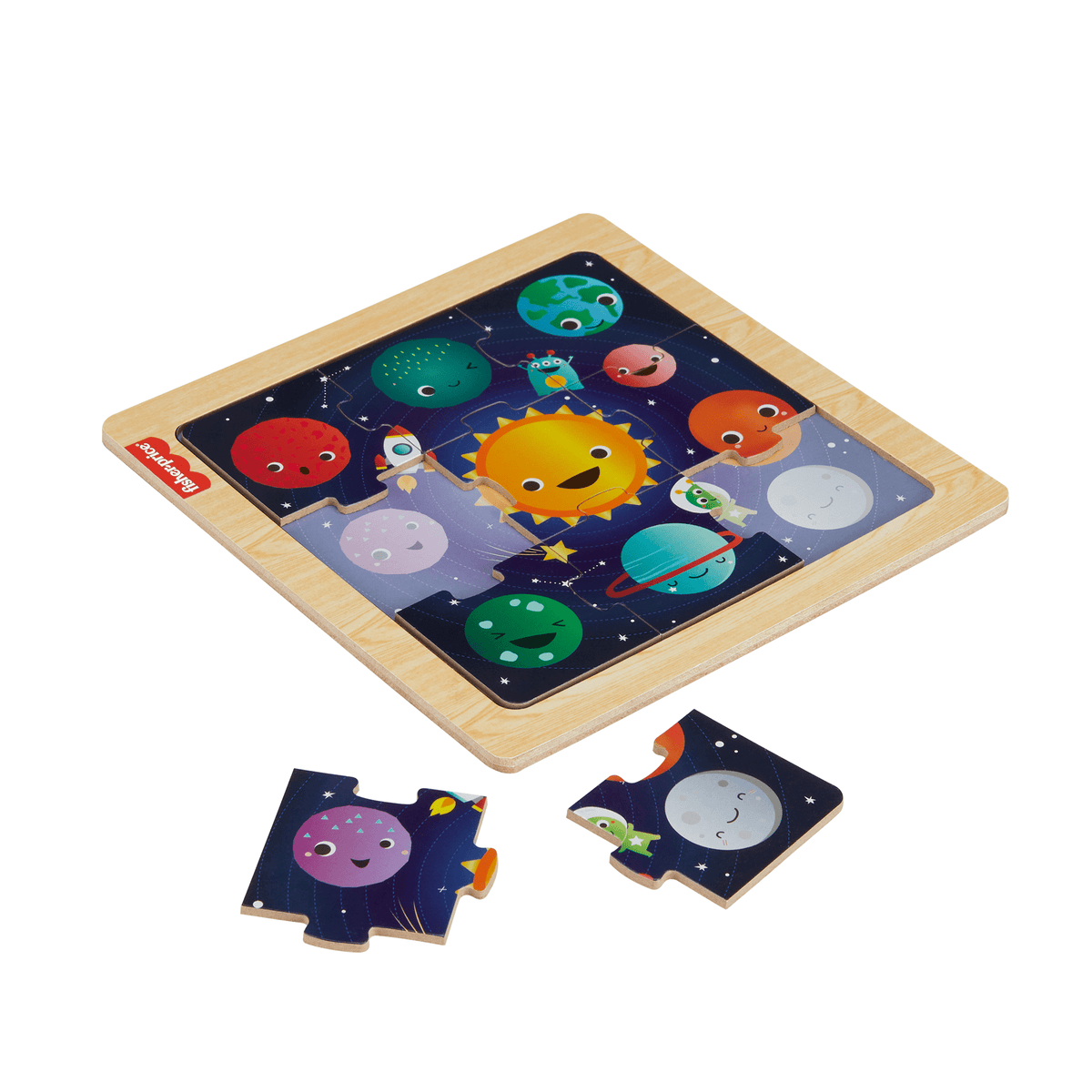 Fisher-Price Juguete para Bebés Rompecabezas Planetas Divertidos de Madera