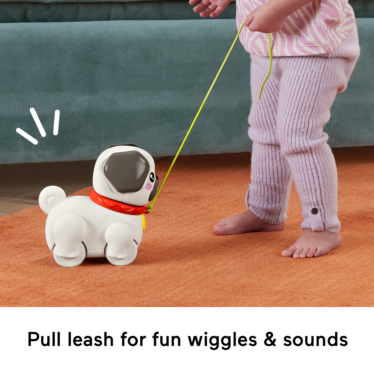 Fisher-Price Fp Pets Walk-The-Pup Pug Baby & Toddler Pull Toy With Motion & Sounds