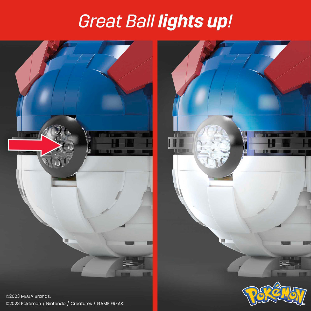 MEGA Pokémon Jumbo Great Ball Building Kit With Lights (299 Pieces), For Collectors