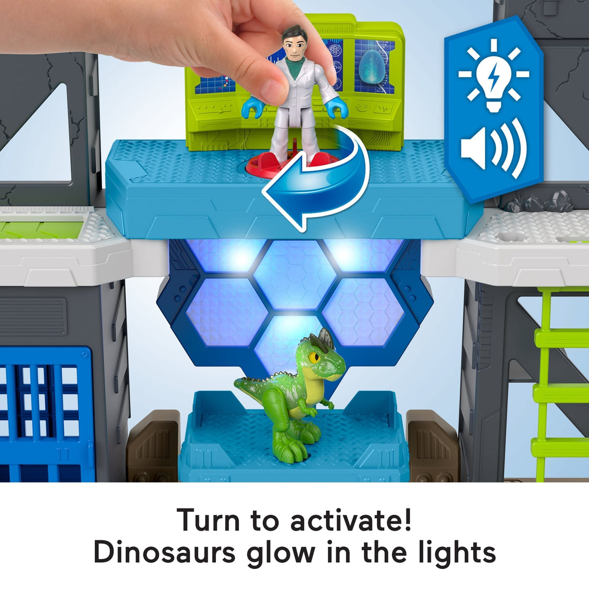 Imaginext Jurassic World Scan & Glow Dino Playset With Lights Sounds & Dinosaur Toys