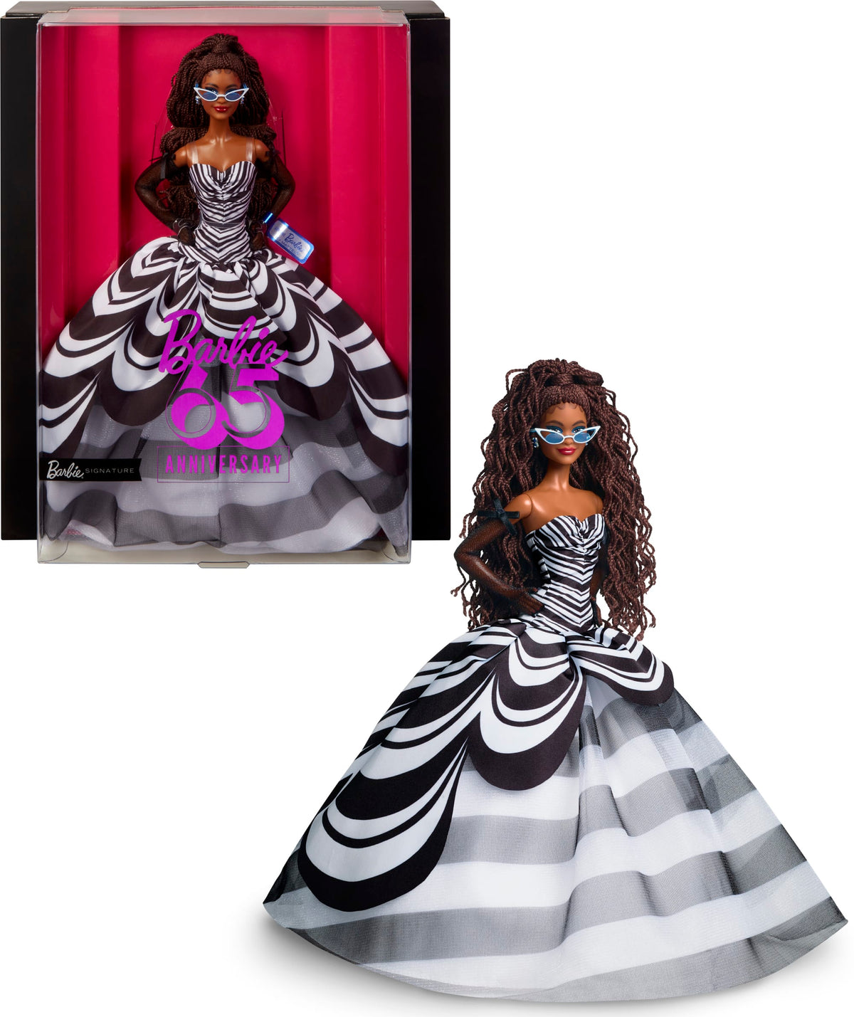 Barbie Signature 65th Anniversary Collectible Doll With Brown Hair And Black And White Gown