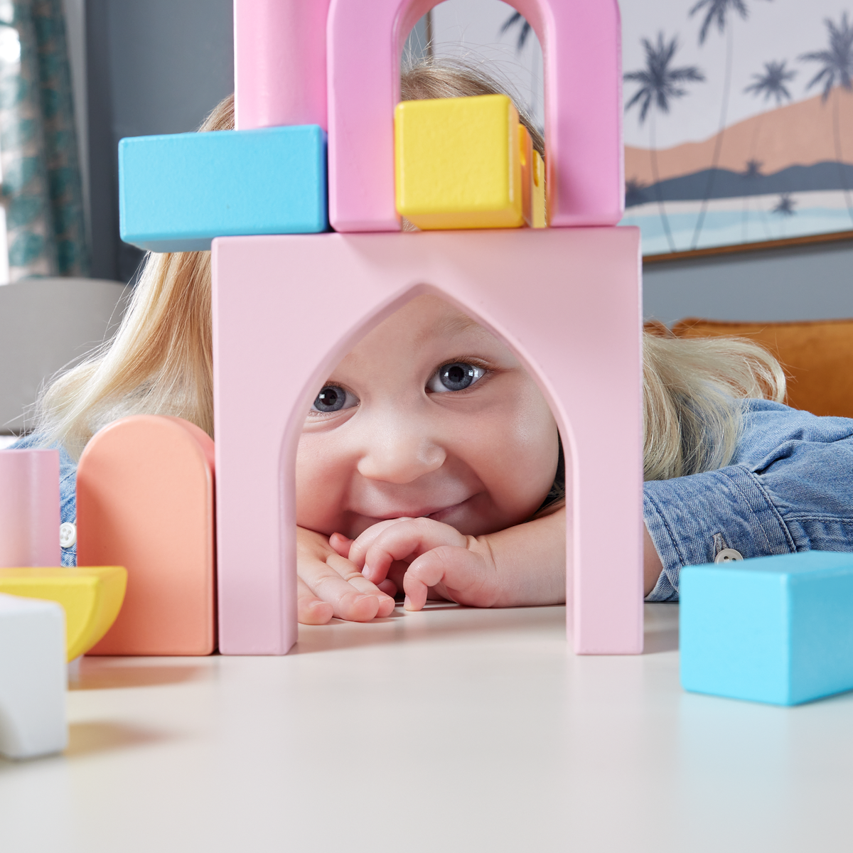 Fisher-Price  Coffret Château de Blocs en Bois, 28Éléments en Bois