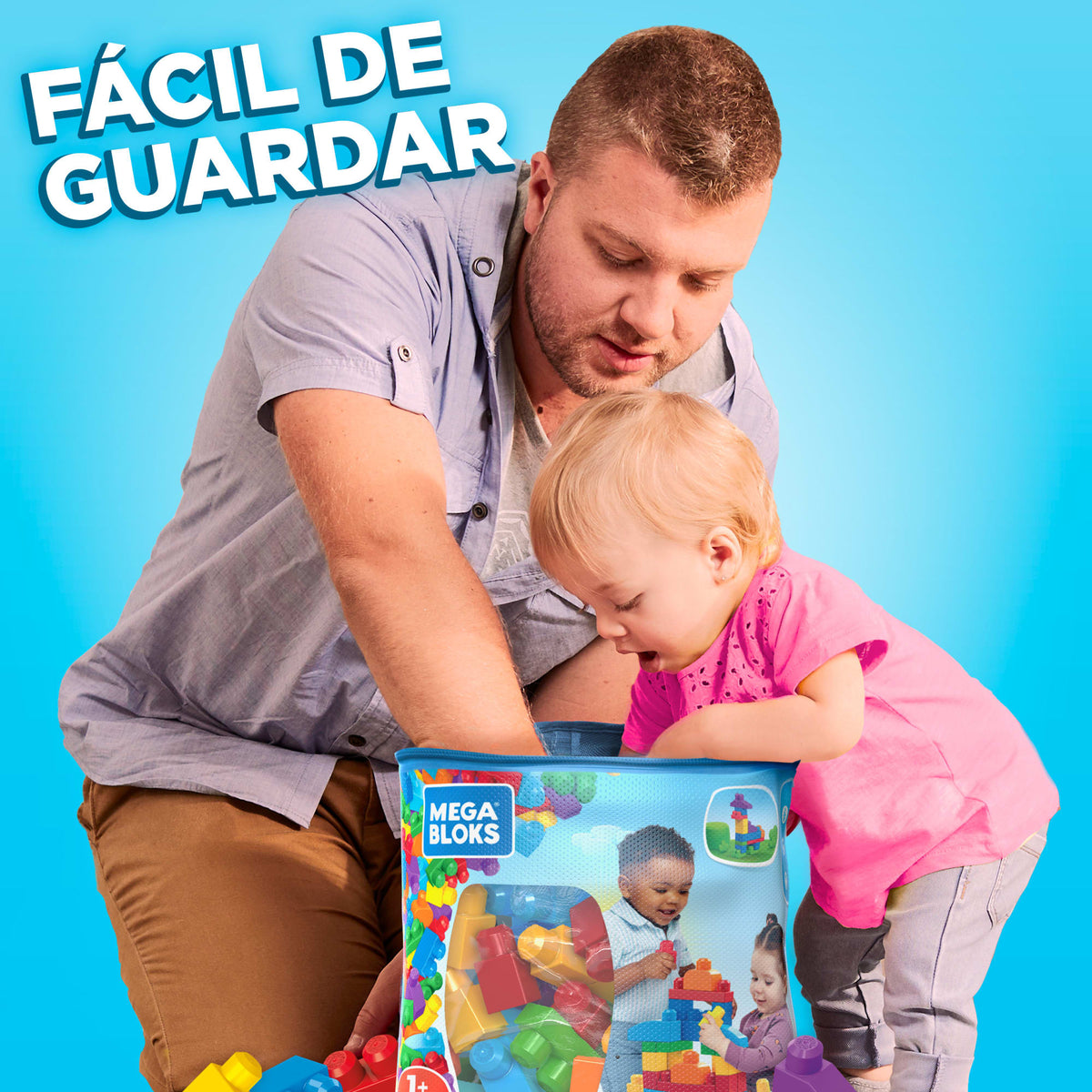 Mega Bloks Juguete de Construcción Bolsa de 60 bloques Azul